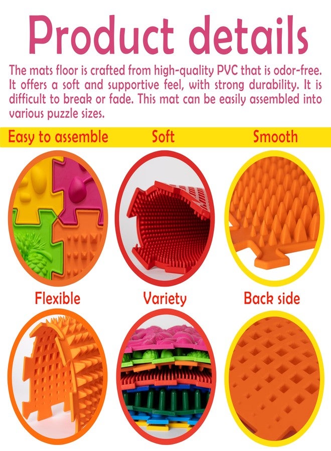 BIOL 8 pcs Orthopedic Floor Mat Massage Textured Mats Sensory Floor Tiles Mat for Autistic People Puzzle Rug Carpet (8) - Image 4